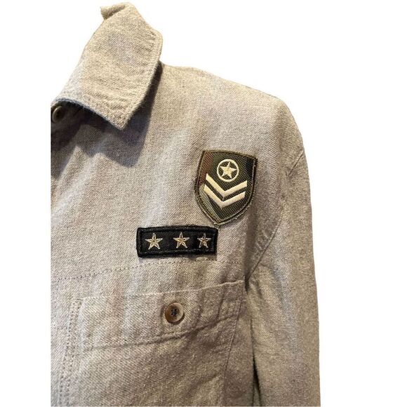 Treasure Bond Ladies Boyfriend M Gray Chambray Button-Up  Long Sleeve Casual - Picture 2 of 10